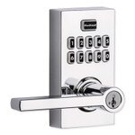 Kwikset SmartCode 917 Series Electronic Halifax Lever, Polished Chrome